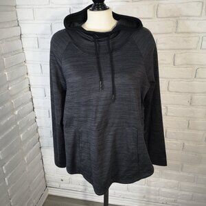 Shambhala Ladies Size Large Dark Grey Light Fleece Lined Scuba Hoodie